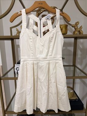 bebe Cream Strappy Fit-and-Flare Mini Dress